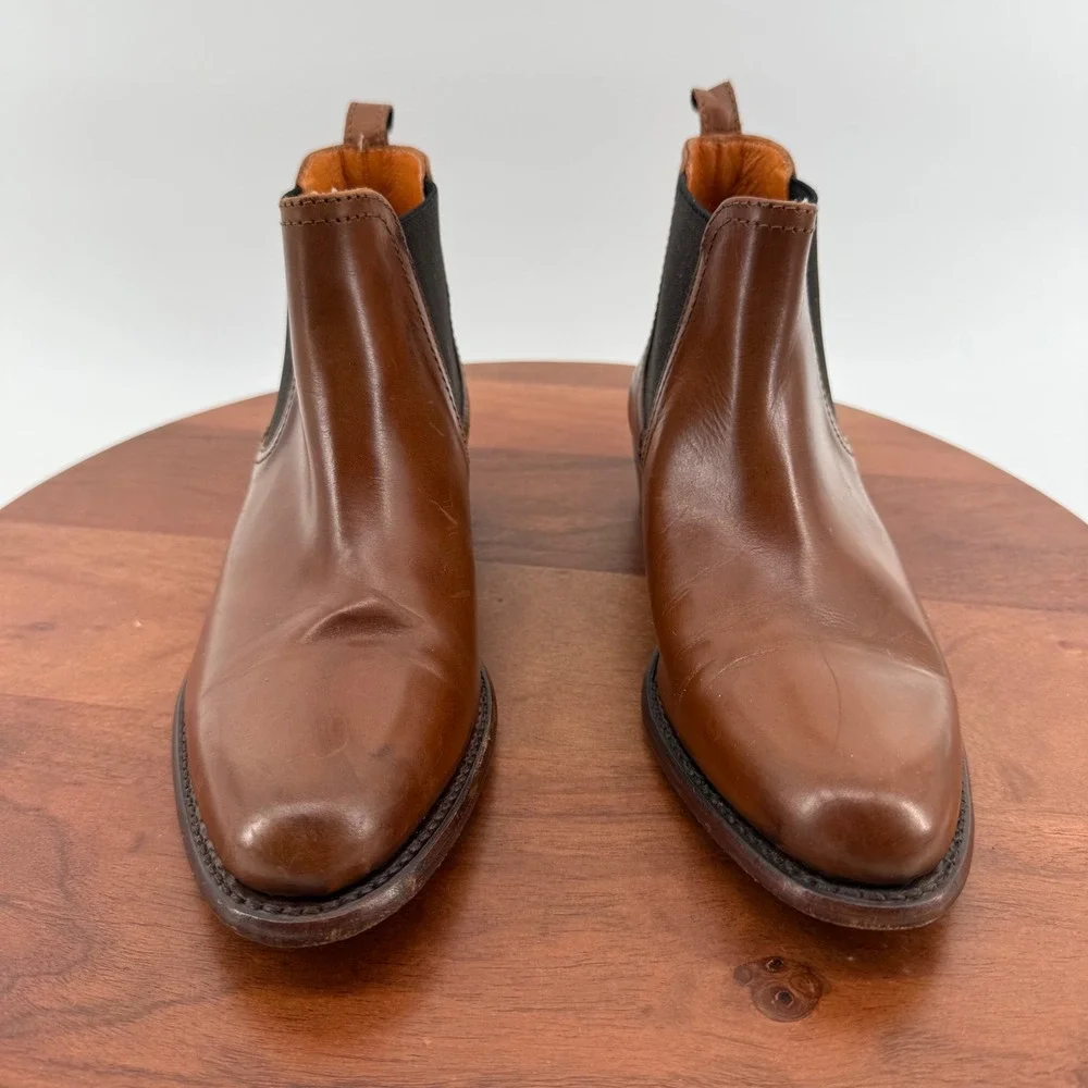 Frye Chelsea Boots Cognac Brown Leather Goodyear Welt Made in Spain Women 6